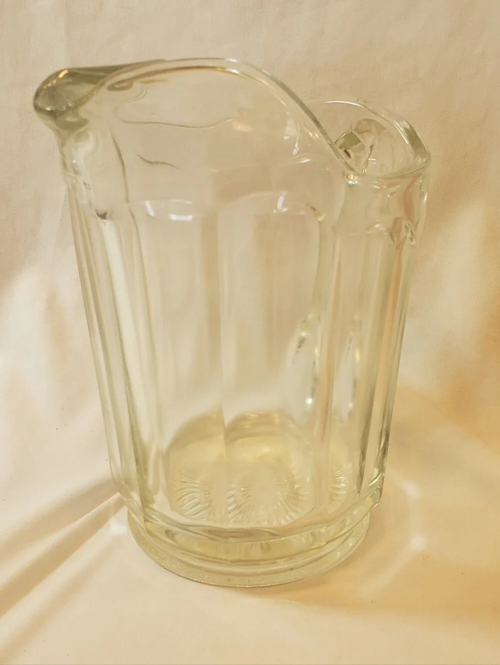 Depression Glass Vtg Clear Glass Panel Pitcher - Classic Beverage Server Ice Lip